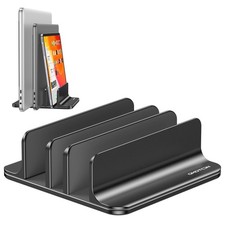 Slot Vertical Laptop Stand Adjustable Aluminum Desk Holder Black Fits 17.3in picture