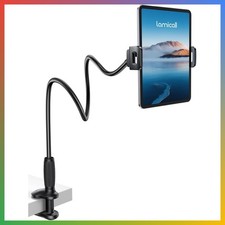 Gooseneck Tablet Holder Bed Desk Clamp Flexible Aluminum Arm Black 4.7-13in picture