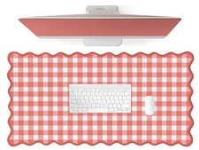 Large Beige Checkered Gingham Desk Mat 31x15.7 Inch Rugged Office Mouse Pad picture