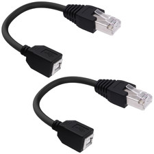 2 PCS USB 2.0 B to RJ45 Adapter Cable, 15Cm, Extension, Printer, Scanner, HDD picture