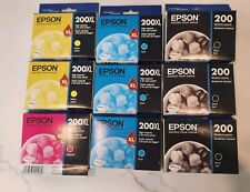 Epson 200  200XL Lot Of 9 Yellow Black Cyan Magenta New In Box Expired 2017 2018 picture