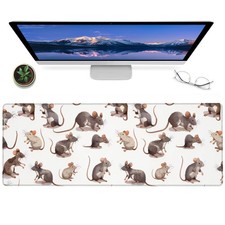 Cute Rat Gaming Mouse Pad 12x31.5 Inch NonSlip Rubber Adorable Rodent Desk picture