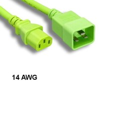 Green Color 6 feet 14AWG Power Cord IEC-60320 C13 to C20 15A/250V SJT PC Server picture