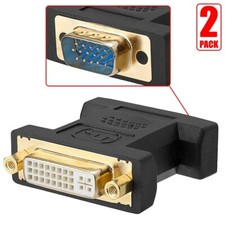 2 Pcs DVI-A Female to VGA 15 Pin Male Plug Adapter Analog Monitor Converter Gold picture