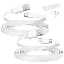Flat Micro USB Power Extension Cable 20FT/6M White 2 Pack picture