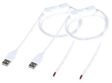 DC 2-Pin USB Cable with On/Off Switch USB 2.0 a Male Plug 2 Pin 2 Bare Wire picture