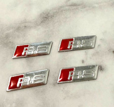 4Pcs Aluminum Emblem Sticker for RS Line, Silver & Red, Small 1