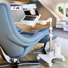 G2 Deluxe Rolling Laptop Stand with Mouse Tray, Silver & White picture