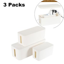 3PCS White Cable Management Box Power Strip Cord Surge Protector Organizer Box picture