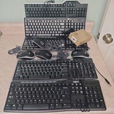 Lot of 5 Logitech & Dell K200 Wired USB Keyboard + 5 Mouse Wired USB Lot picture