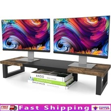 Dual Monitor Stand Heavy Duty Ergonomic Riser Multi Functional Storage Organizer picture