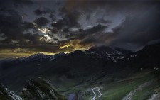 Landscape nature valley sunset road mountains france Custom Gaming Mat Desk picture