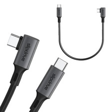 Black Short Right Angle USB C To C 3.2 Gen 2 20Gbps SSD HDD Cable 12 Inch picture