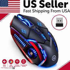 Wireless Gaming Mouse Silent RGB Rechargeable LED Optical USB Mouse Laptop PC picture