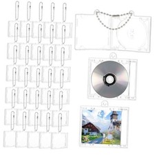 30 Pcs Mini Cd Holder Keychain Album Cases, Plastic Cd Case Clear DVD Cover picture