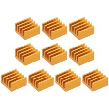 10 Pcs Heatsink 9x9x5mm Aluminum Heat Sink with Thermal Blue Sticker Gold picture