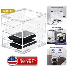 Acrylic External Hard Drive Organizer, 4-Bay Desktop Holder for HDD & SSD, Cl... picture