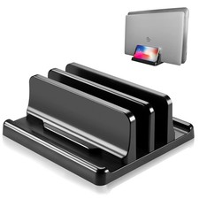 Vertical Laptop Stand, Adjustable Width Desktop Organizer for MacBook, iPad, ... picture
