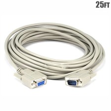 25FT Serial RS 232 DB9 9-Pin Male to Female Molded Extension Cable Cord Beige picture