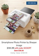 Sharper Image Smartphone 4x6 Photo Printer New In Box 207579-01 picture