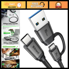 2 in 1 USB C to USB C & USB A Cable, 10FT Monitor Connection, Fast Charging picture