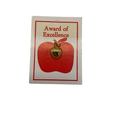 Vintage Apple Lapel Pin Gold Tone Pinback Student Teacher 