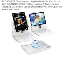 BLOSOMEET Magnetic iPad Pro11 Inch (M5 2025 / M4 2024) Case with Keyboard, Clear picture