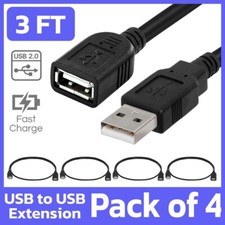 4 Pack USB 2.0 Extension Cable 3 Feet USB Type-A Male to Female Extender Cord US picture