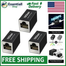 10Gbps RJ45 Coupler 3-Pack: Shielded, Gold-Plated Ethernet Extender, PoE Ready picture