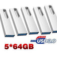 5 Pack 64GB USB 3.0 Metal Flash Drive Memory Stick USB A Thumb Pen Drive Gifts picture