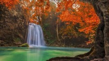 Landscape nature waterfall fall trees Custom Gaming Mat Desk picture