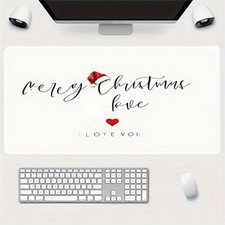 Holiday Mouse Pad - Elegant Black Calligraphy Design Saying 'Merry Christmas, picture