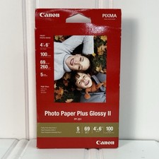 Canon PP-201 Photo Paper Plus Glossy II, 4x6 inch - 100 Sheets, PIXMA, NEW.  1 picture