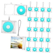 20 Pcs Mini Cd Keychain Album Cases with Mini CD, Plastic Cd Cases Clear DVD picture