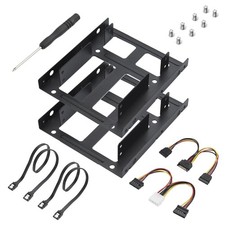 2 PCS DoubleDeck SSD Mounting Bracket 2.5 To 3.5 Inch SATA Power Cables picture