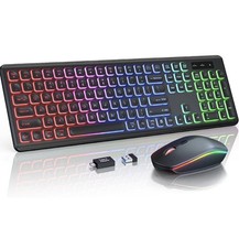 RGB Backlit KL1 Light Up Rechargeable Wireless Keyboard & Mouse Combo Set picture