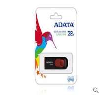 ADATA C008 32GB USB 2.0 Retractable Flash Drive (Black/Red) (AC008-32G-RKD) picture