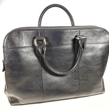 Fossil Double Zip Workbag/Satchel Briefcase Black Leather Many Pockets In & Out picture