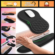 2-in-1 Ergonomic Wave Keyboard Wrist Rest & Mouse Pad Support - Memory Foam, Bla picture