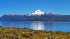 Landscape mountains river plants nature water snowy peak Custom Gaming Mat Desk picture