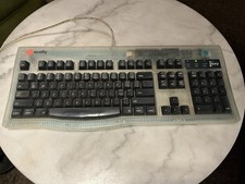 Macally iKey USB Keyboard Clear Blue Mac G3 G4 Vintage Full Size Tested picture
