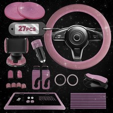 Bling Car Accessories Set Pink 27 Pieces SD-1003 14.5-15
