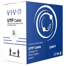 250ft Cat6 Ethernet Cable, Full Copper, 23 AWG UTP, LAN Network, Blue, Pull Box picture