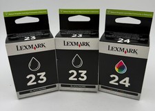 Lexmark Unopened Printer Cartridges: 23 black, 23 black, 24 color picture