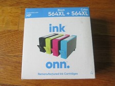 ONN. Remanufactured Ink Cartridges,Compartible with HP 564 XL Black and 564 XL C picture
