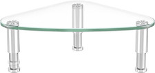 Clear Glass Computer Monitor Riser / Triangle Desktop Universal Corner Stand for picture