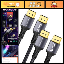10FT DisplayPort 2.1 Cable - VESA Certified, 80Gbps, 2 Pack, High-Speed DP Cord picture