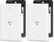 UL Listed Ethernet Wall Plate CAT6 with Mounting Bracket, White 2-Pack picture