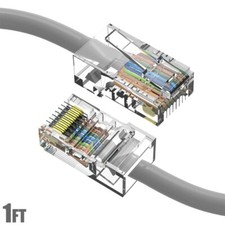 1FT Cat5e RJ45 Ethernet LAN Network UTP Non-Booted Patch Cable Cord Copper Gray picture