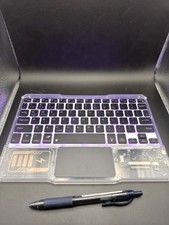 Clear Cyber RGB Wireless Bluetooth Keyboard with Trackpad Backlit Tested Working picture
